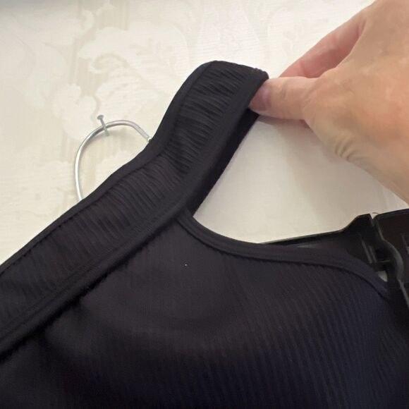 OQQ Women's Medium M Seamless Black Ribbed One Shoulder Full Length Bodysuit - Picture 6 of 6